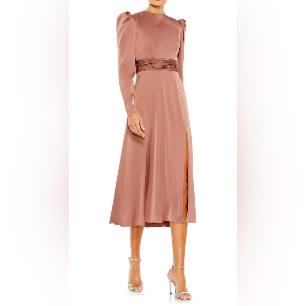 Mac Duggal Long Sleeve Satin Cocktail Dress